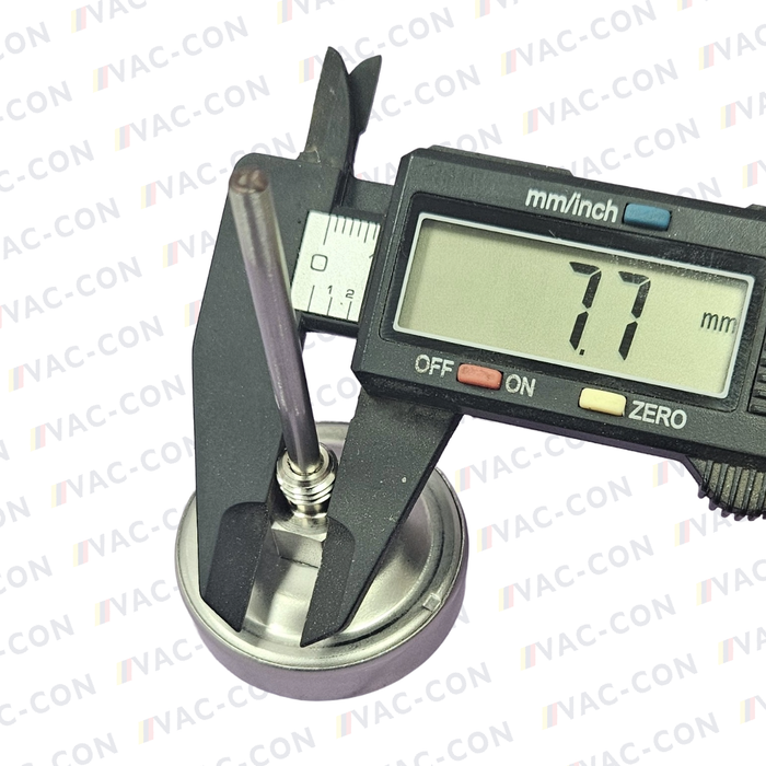 Flat instrument glass stainless steel gauge A52.040/S, 0...120°C M8 x 1.25 - VAC-CON Ltd