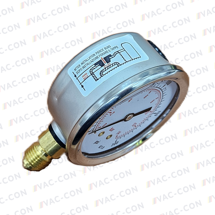 200 psi / 14 Bar 1/4" BSPP Glycerine Filled Pressure Gauge Bottom Entry 63mm