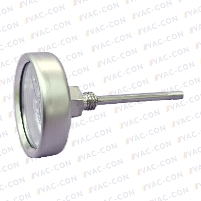 Flat instrument glass stainless steel gauge A52.040/S, 0...120°C M8 x 1.25 - VAC-CON Ltd